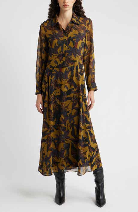 Nordstrom Floral Print Long Sleeve Shirtdress