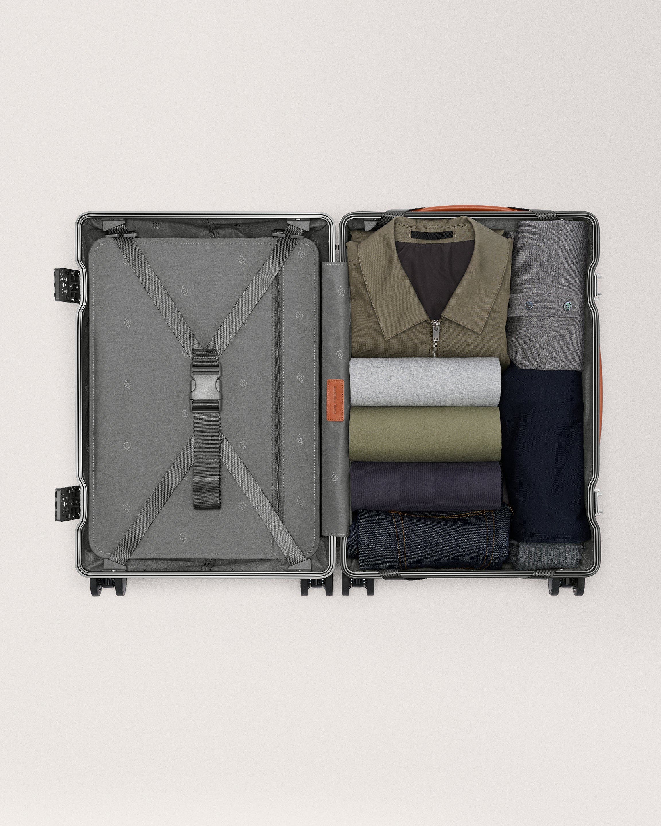 Carl Friedrik The Large Carry-on, Alternate, color, Grey / Cognac