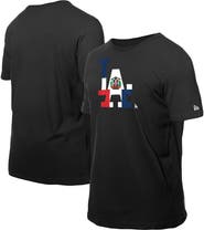 New Era Men's New Era Black Los Angeles Dodgers Dominican Republic Flag Logo T-Shirt