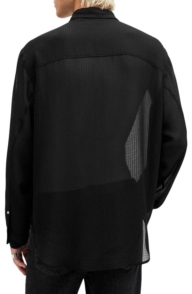 AllSaints Ando Sheer Seersucker Button-Up Shirt, Alternate, color, 