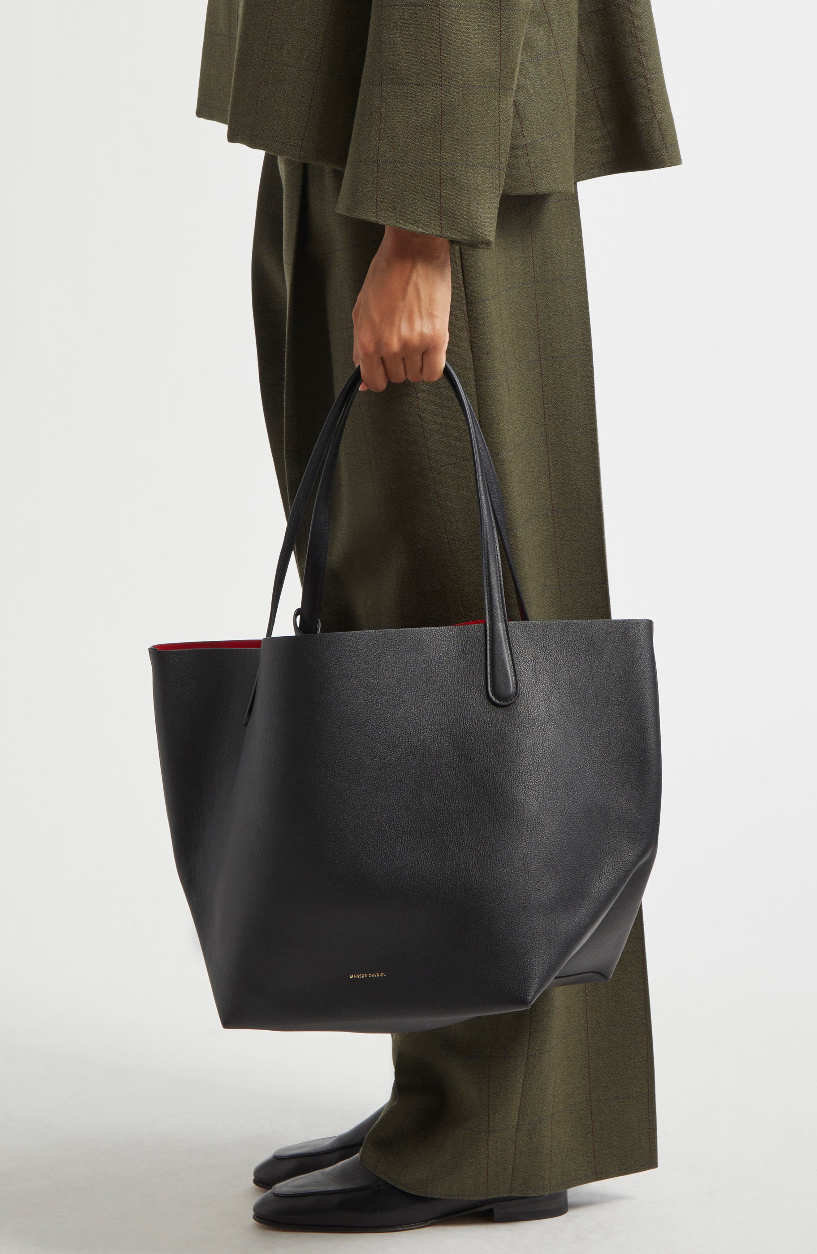 Mansur Gavriel Everyday Soft Leather Tote, Alternate, color, Black/Flamma