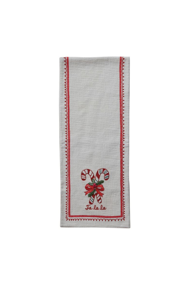 Fa La La Cotton Table Runner with Candy Cane Print, Main, color, Multicolor