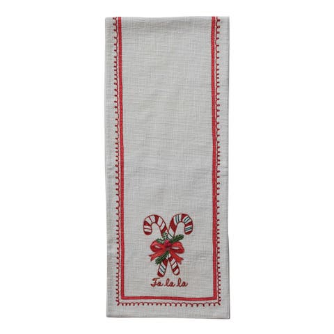 Fa La La Cotton Table Runner with Candy Cane Print