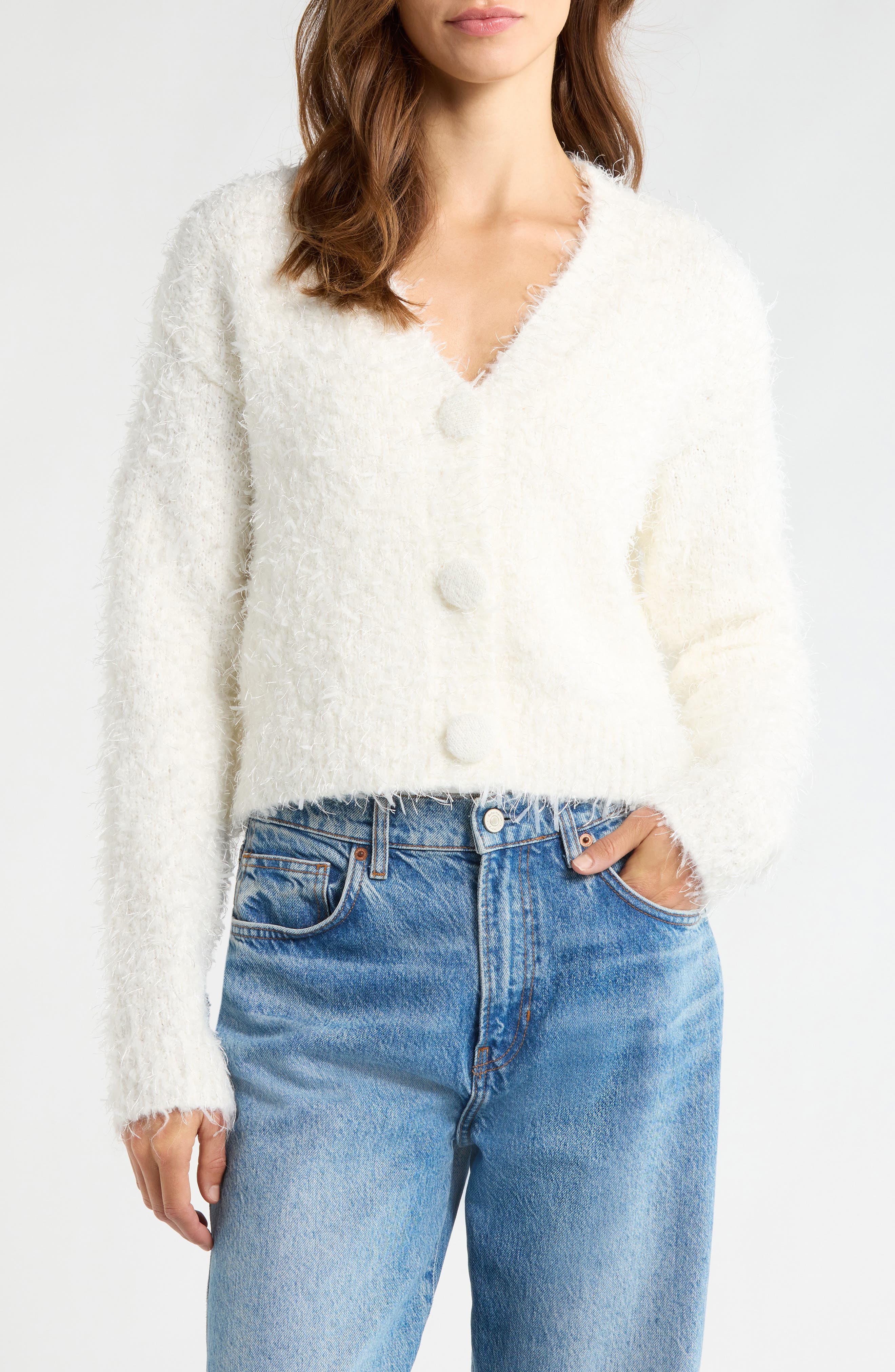 All in Favor Fuzzy V-Neck Cardigan