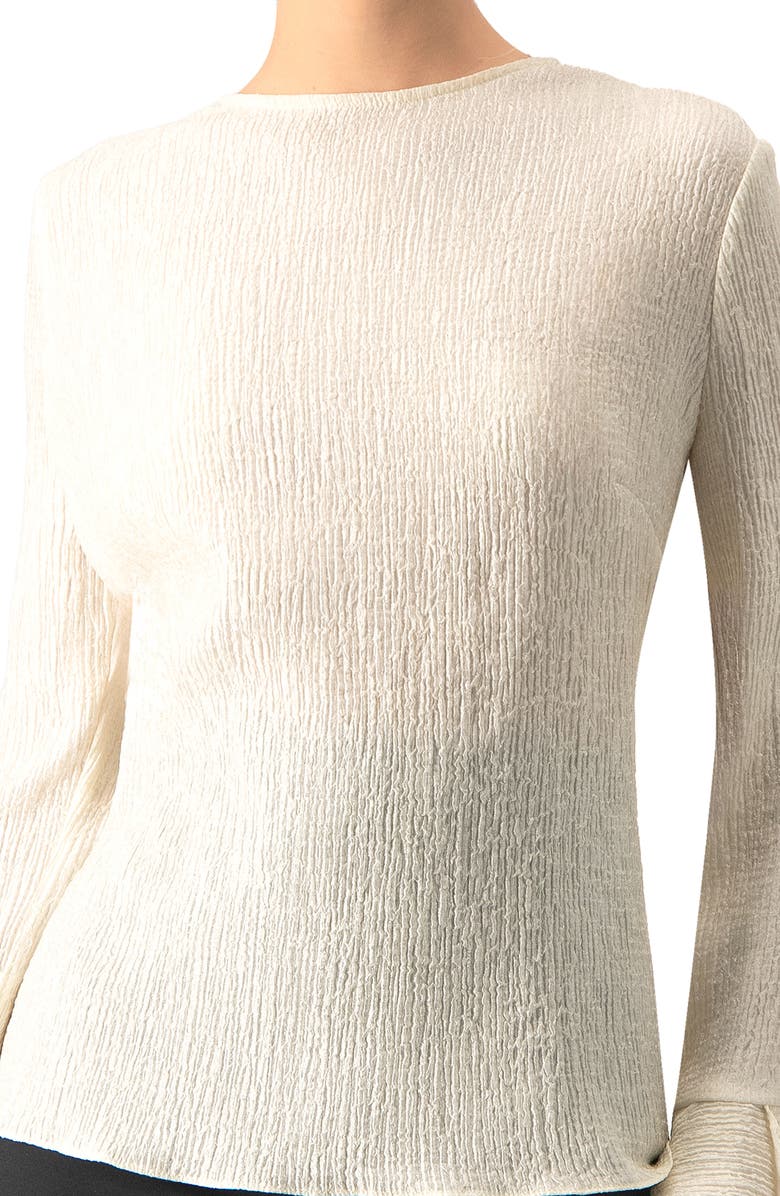 IVONNE Long Sleeve Ruffled Cuff Textured Blouse, Alternate, color, Natural