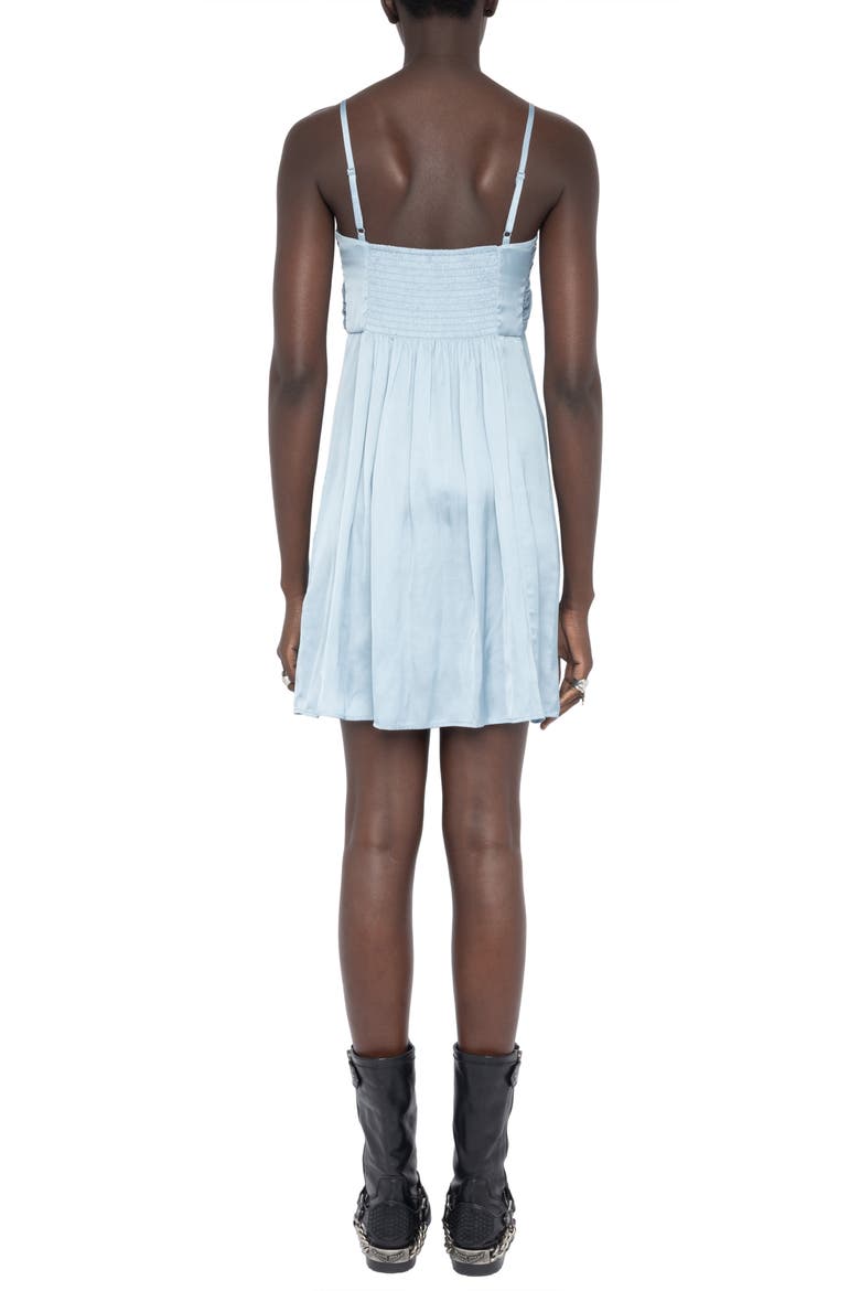 Rippies Pleated Satin Slipdress, Alternate, color, SKY