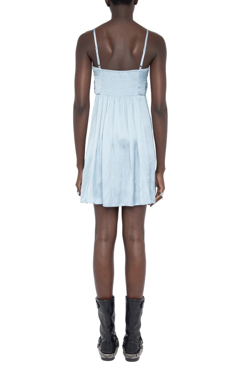 Zadig & Voltaire Rippies Pleated Satin Slipdress, Alternate, color, Sky