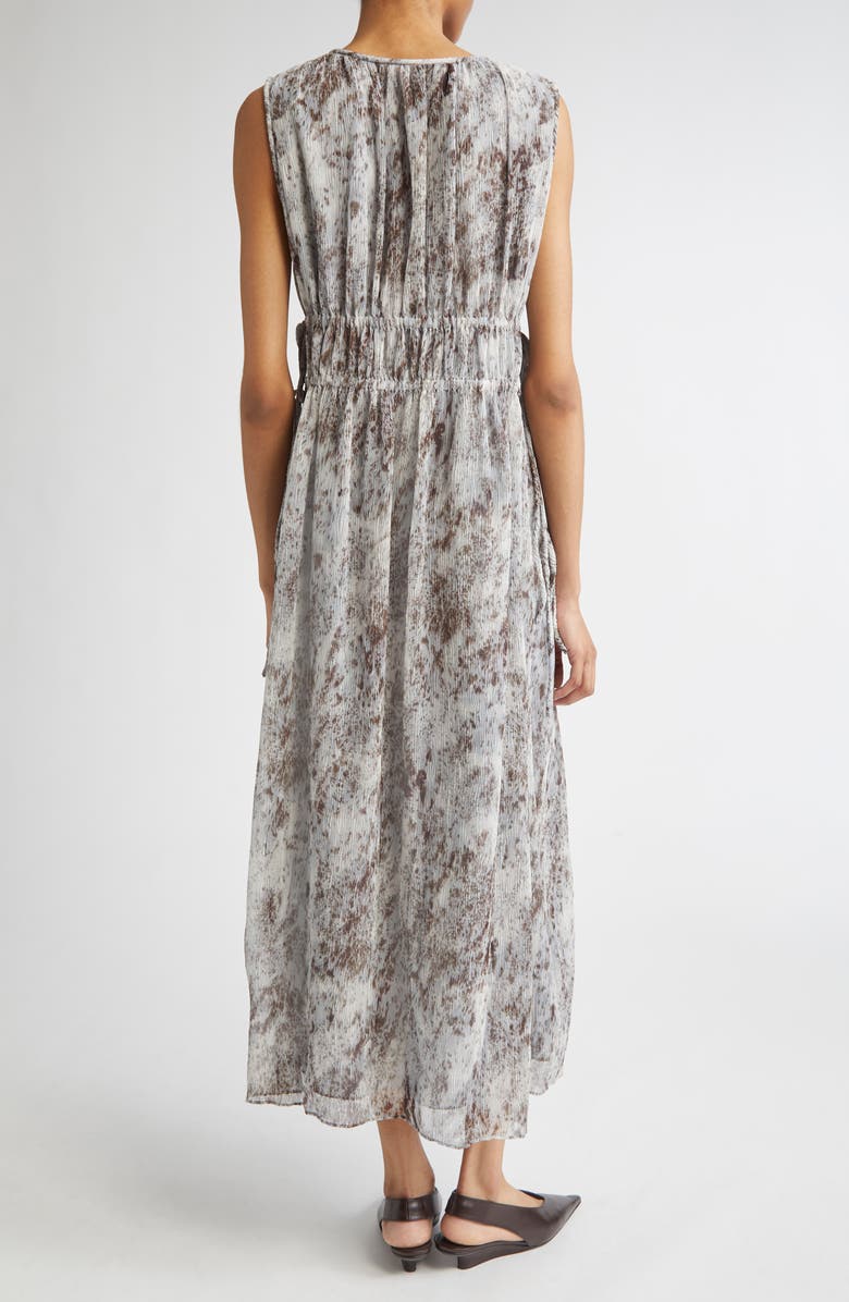 Lafayette 148 New York Speckled Glaze Print Sleeveless Georgette Maxi Dress, Alternate, color, Brown/ Pearl Multi