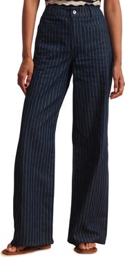 Sanctuary Marine Stripe Wide Leg Denim Pants