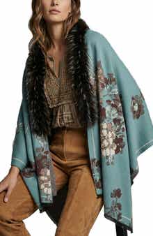 SAACHI Floral Faux Fur Trim Scarf