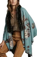 SAACHI Floral Faux Fur Trim Scarf