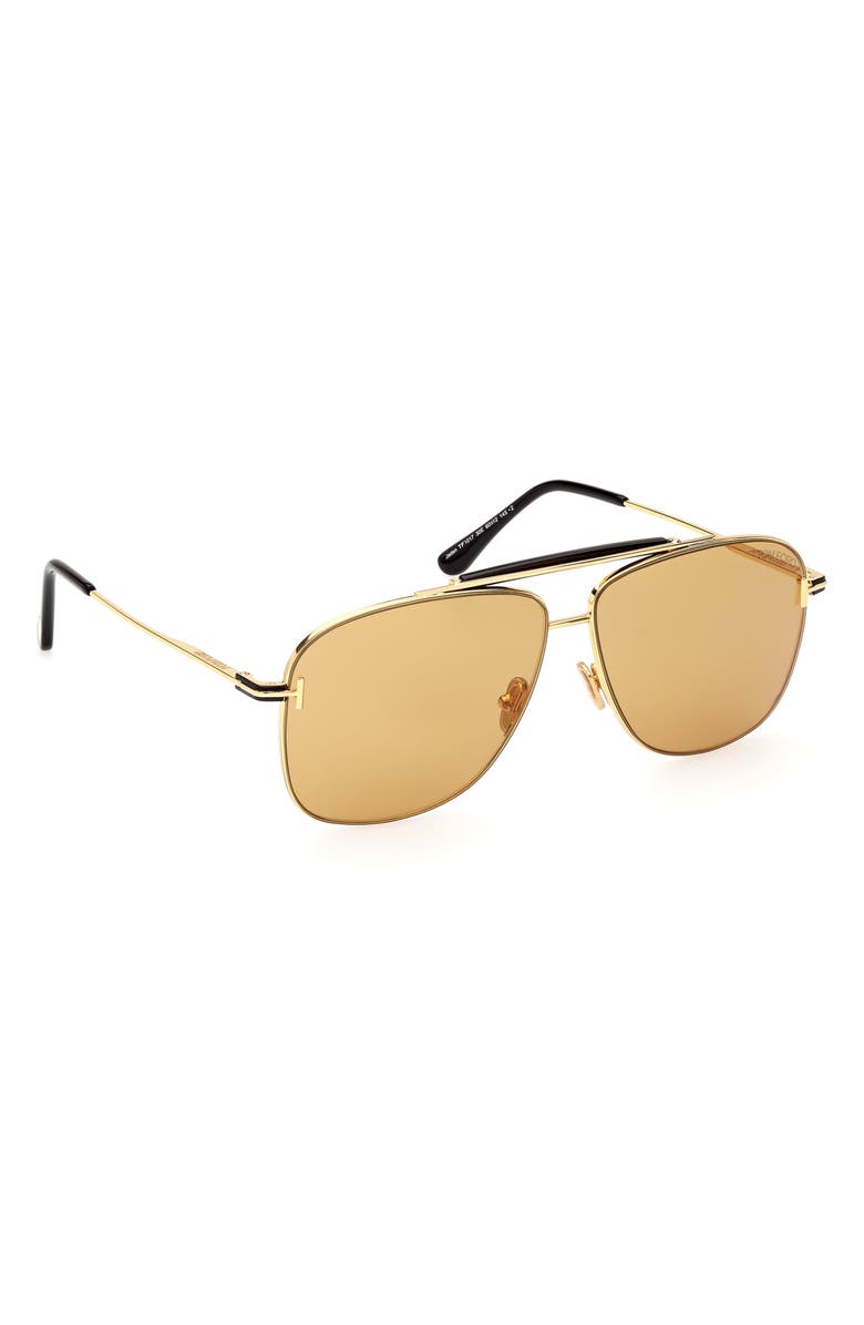 TOM FORD Jaden 60mm Polarized Navigator Sunglasses, Alternate, color, Shiny Rose Gold Brown