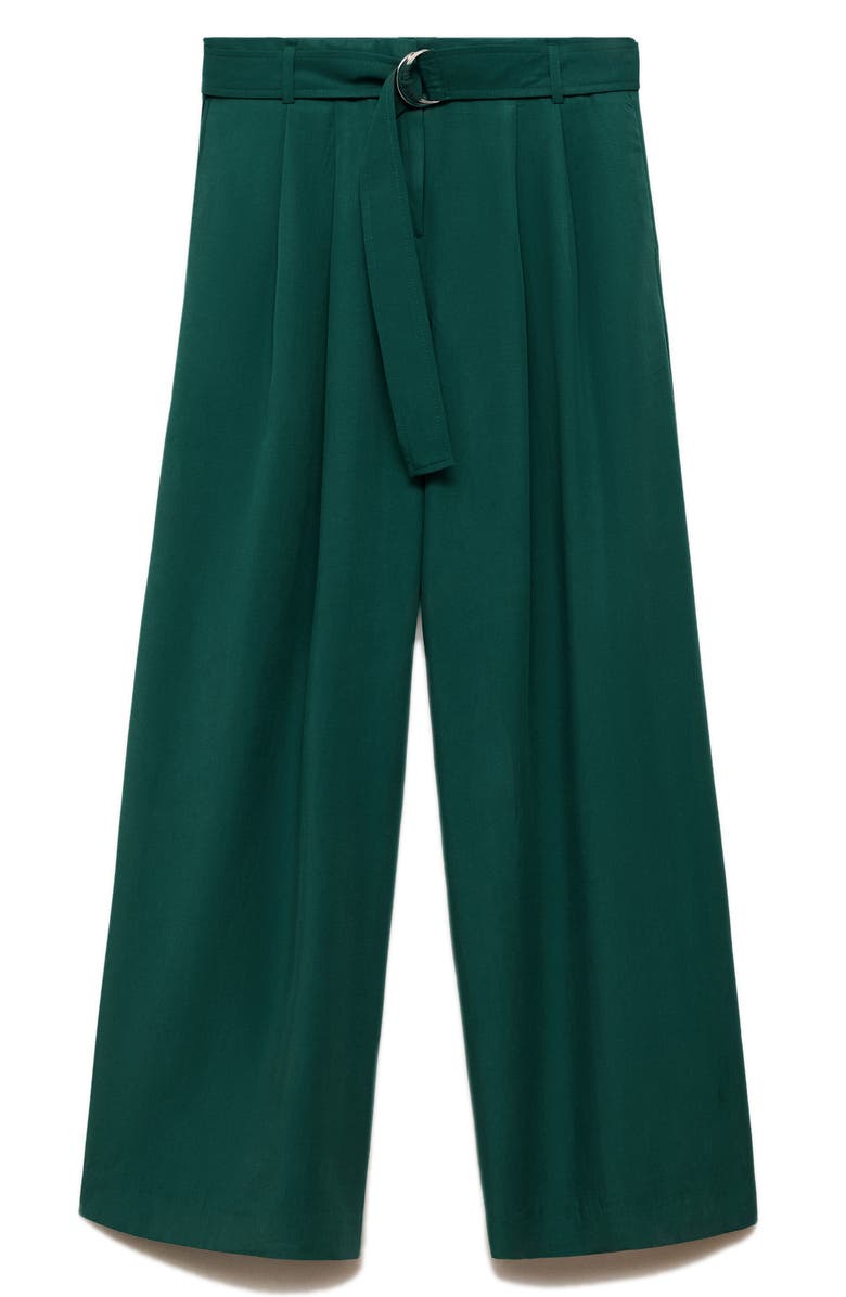 MANGO Belted Pants, Alternate, color, Green