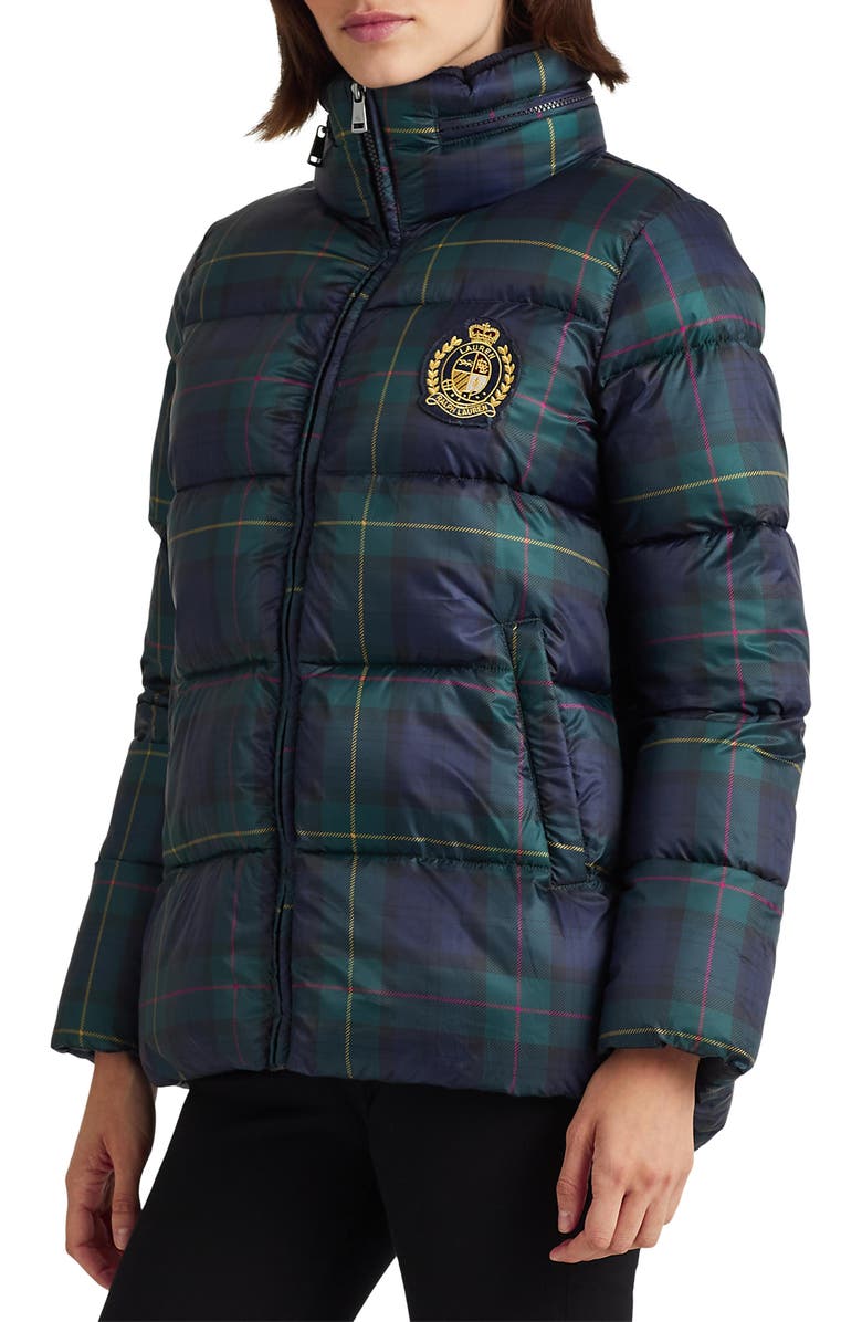 Lauren Ralph Lauren Plaid Puffer Coat, Main, color,