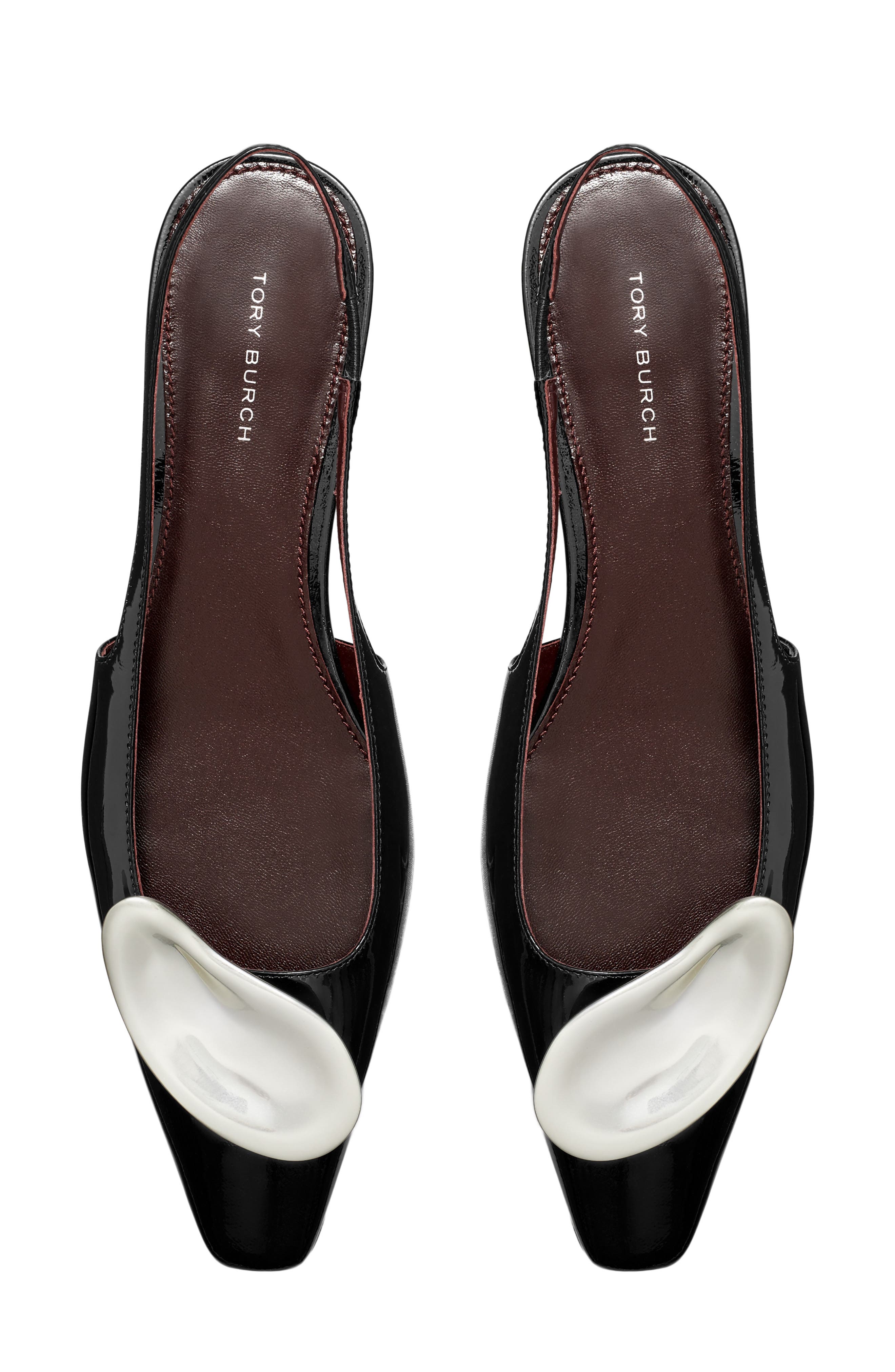 Tory Burch Patos Slingback Flat, Alternate, color, Perfect Black / Silver