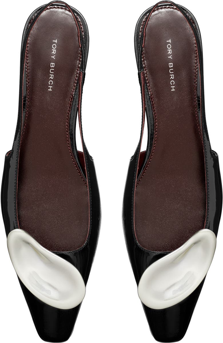 Tory Burch Patos Slingback Flat, Alternate, color, Perfect Black / Silver