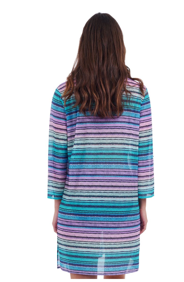 Profile by Gottex Harmony V Neck Mesh Dress, Alternate, color, Blue Multi