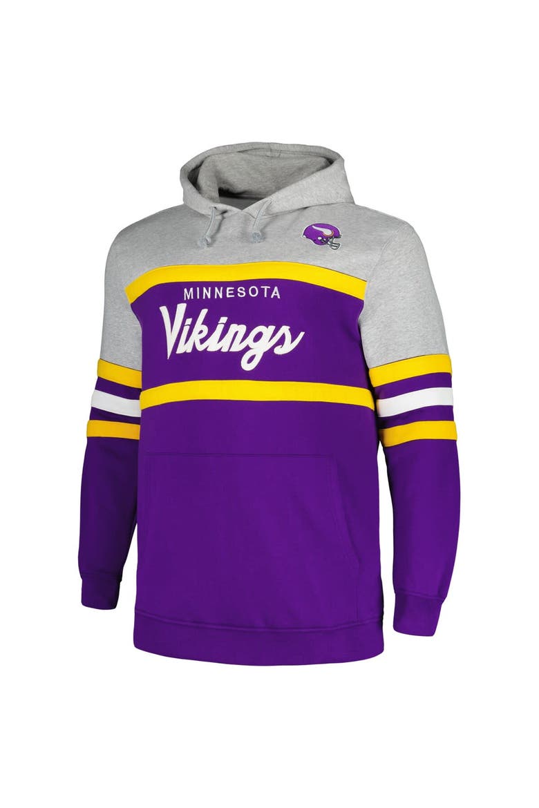 Men's Mitchell & Ness  Heather Gray/Purple Minnesota Vikings Big & Tall Head Coach Pullover Hoodie, Alternate, color, Heather Gray