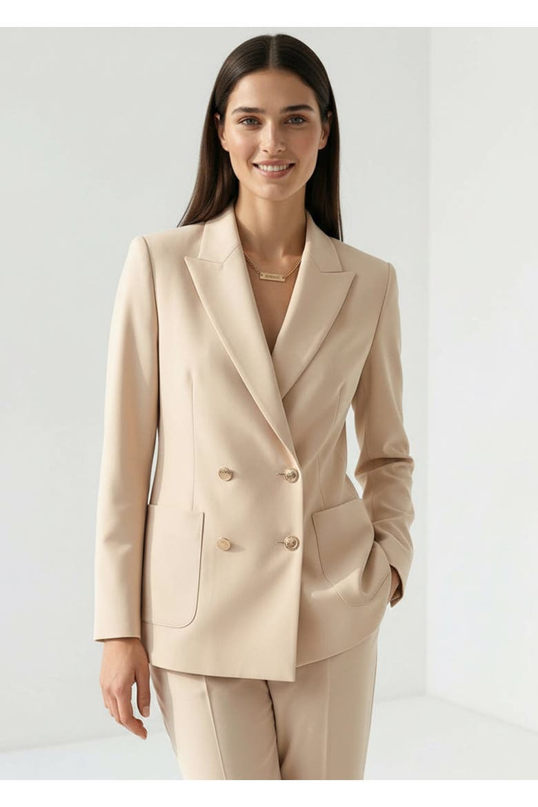 Double Breasted Regular Woven Blazer Jacket, Main, color, ECRU