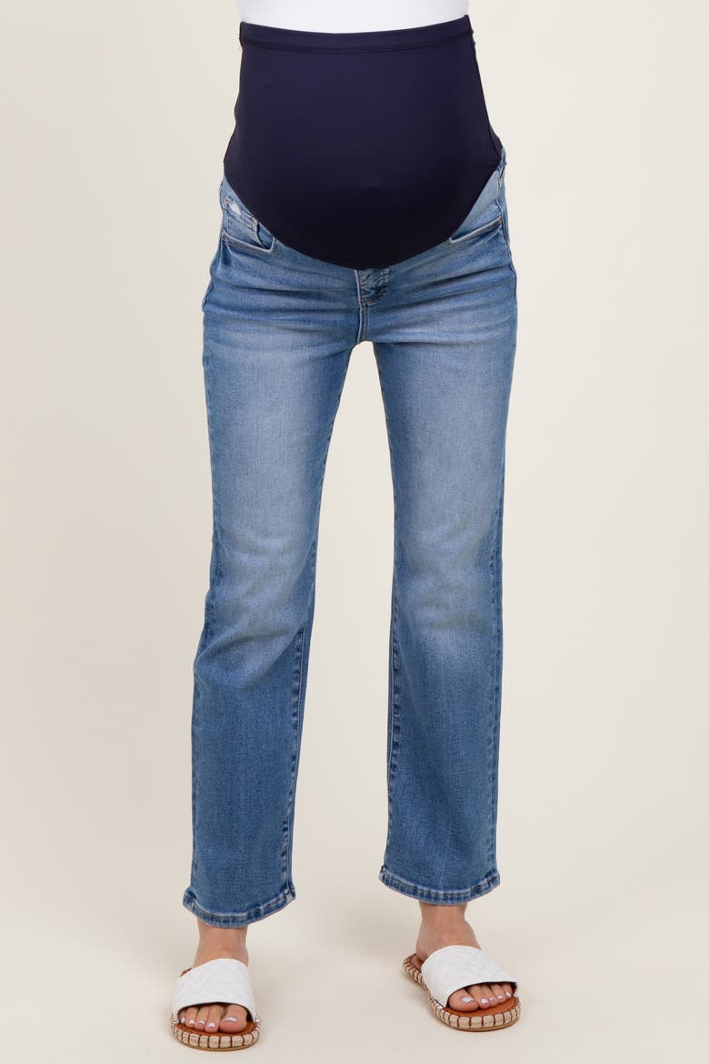Cropped Straight Leg Maternity Jeans, Alternate, color, Blue