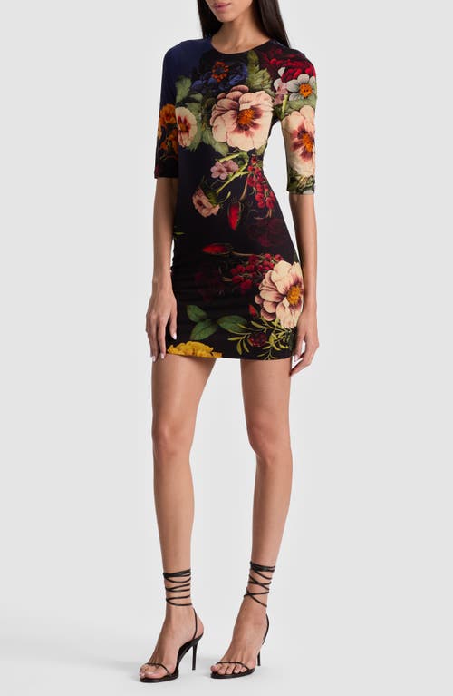 Alice And Olivia Magic Garden Gradient Delora Crewneck Mini Dress In Multi