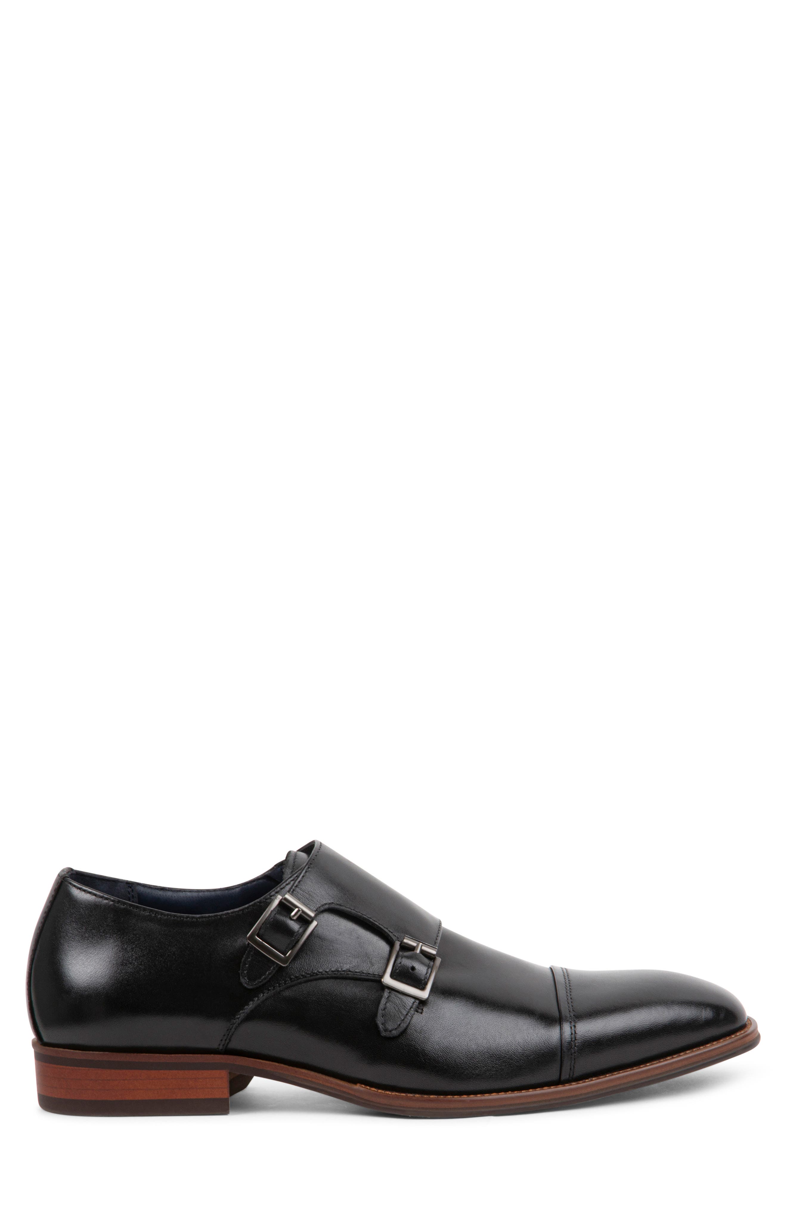 Steve Madden Teon Double Monk Strap Shoe, Alternate, color, Black Leat
