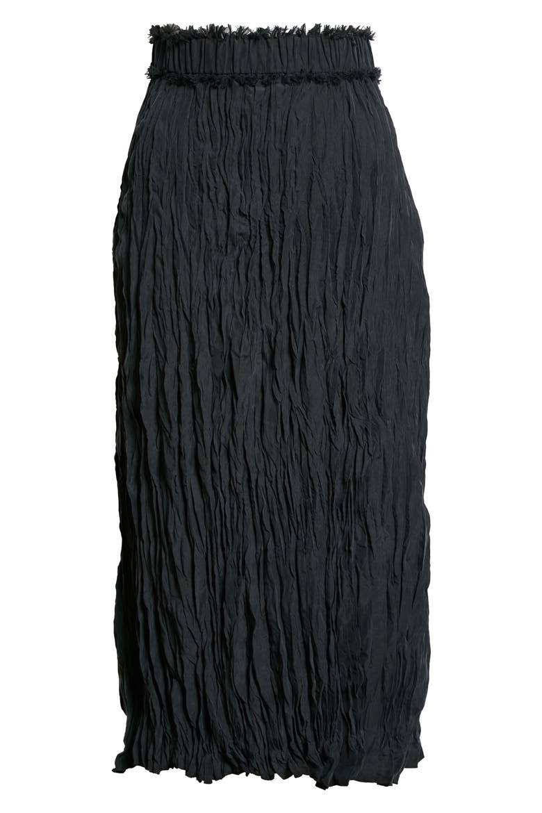 Totême Crinkled Silk Skirt, Alternate, color, BLACK