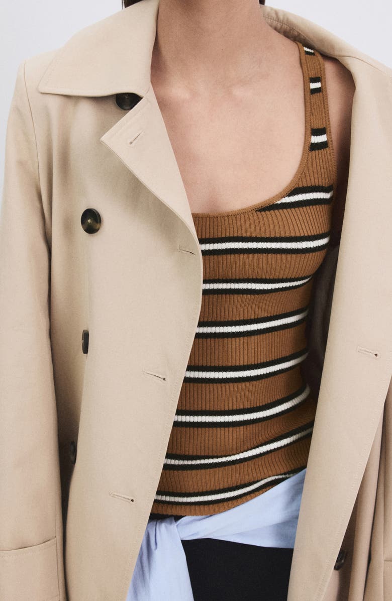 MANGO Stripe Knit Tank, Alternate, color, Caramel