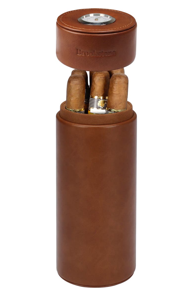 BROOKSTONE Cedar Lined Cigar Travel Tube, Alternate, color, Brown