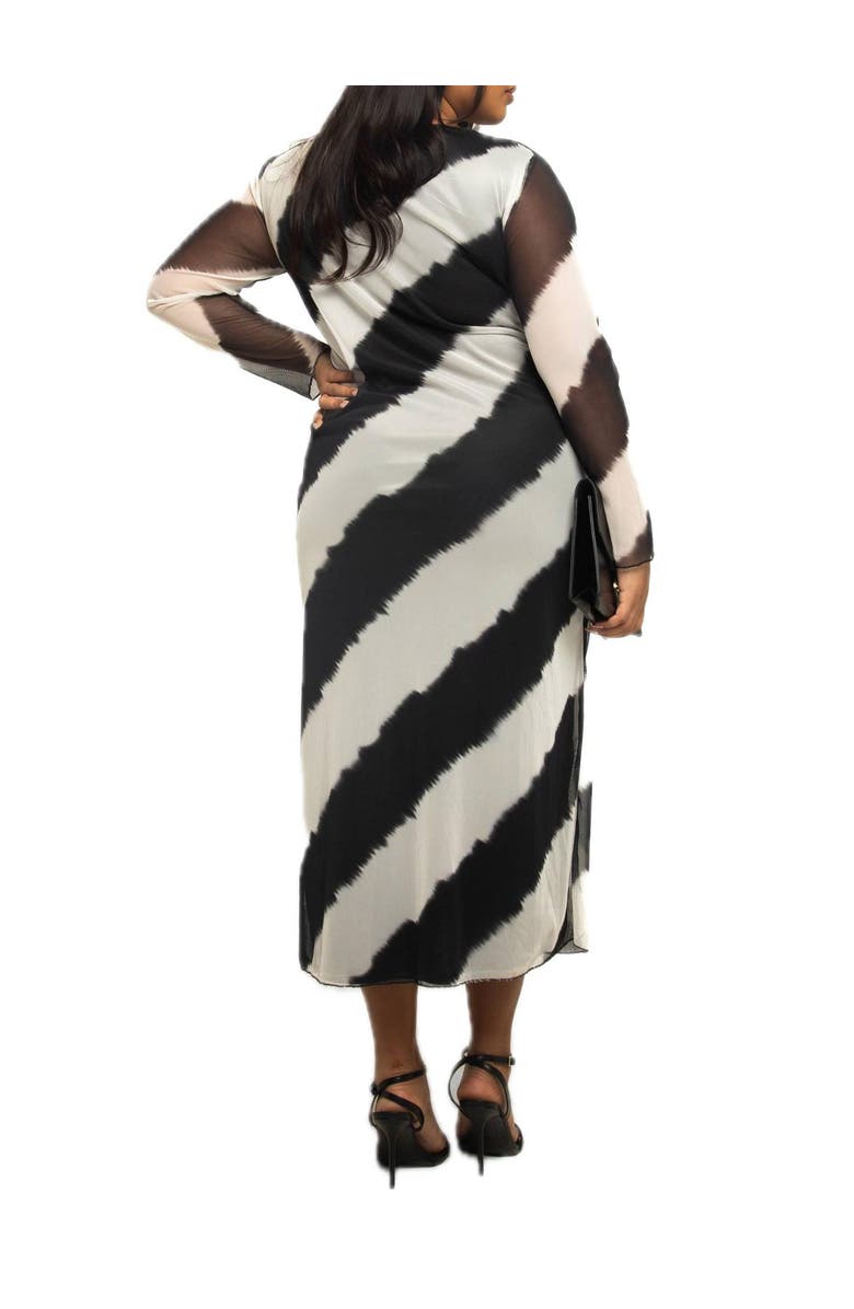 FASHION-SZN CURVE Plus Size Monochrome Print Midaxi Dress, Alternate, color, Black