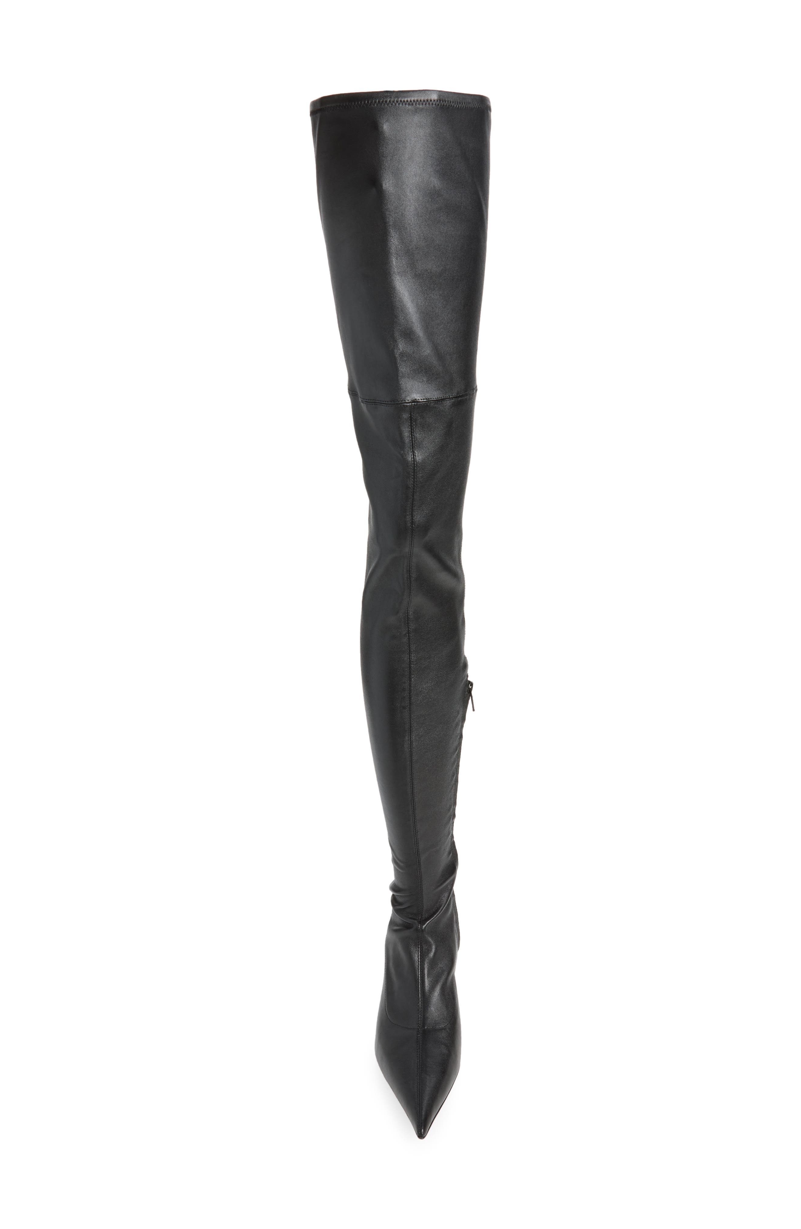 Fei Thigh High Leather Boot, Alternate, color, BLACK