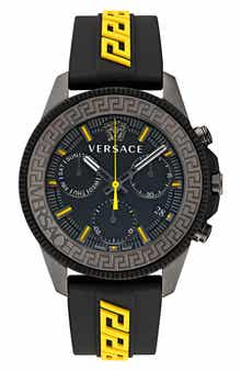 Versace Greca Action Chronograph Silicone Strap Watch, 45mm