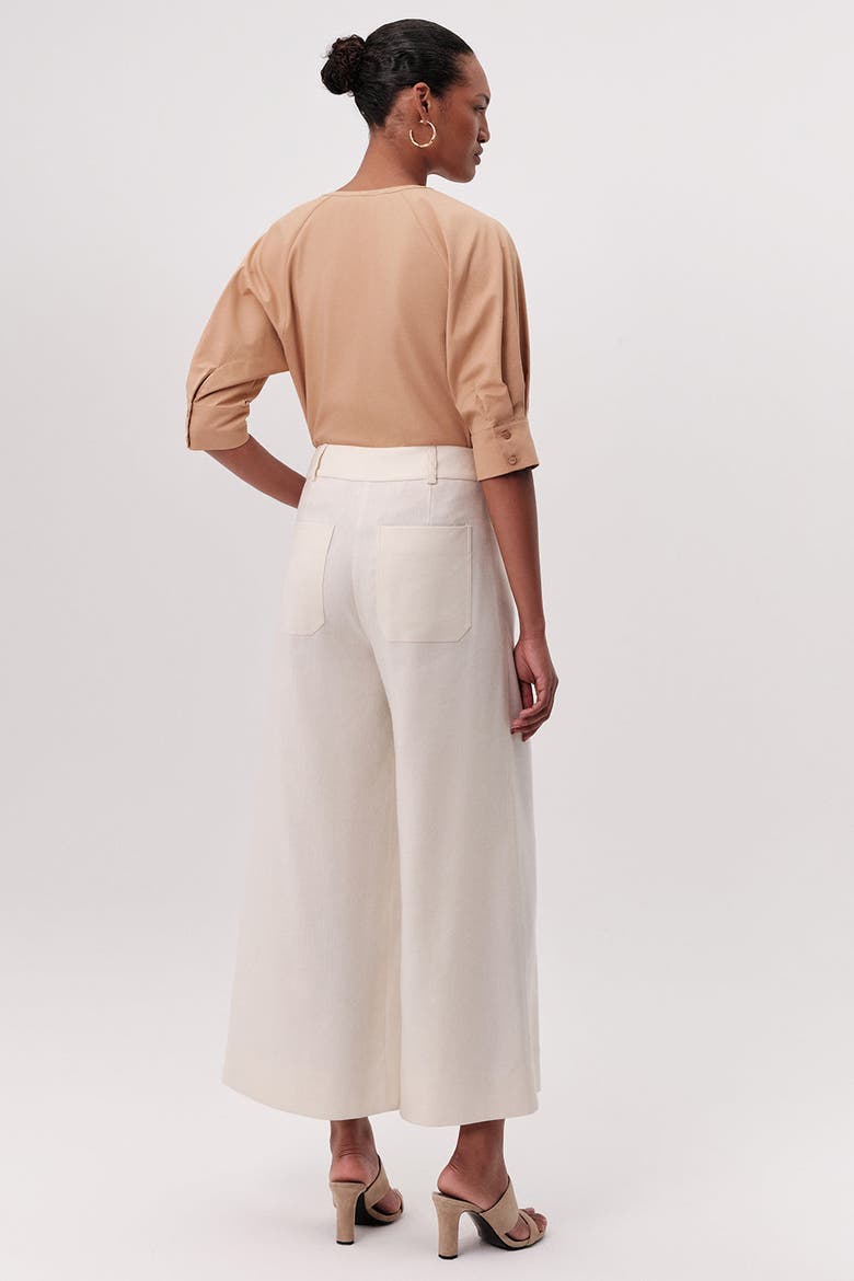 Rebecca High Rise Zippered Wide Leg Pants, Alternate, color, CREAM