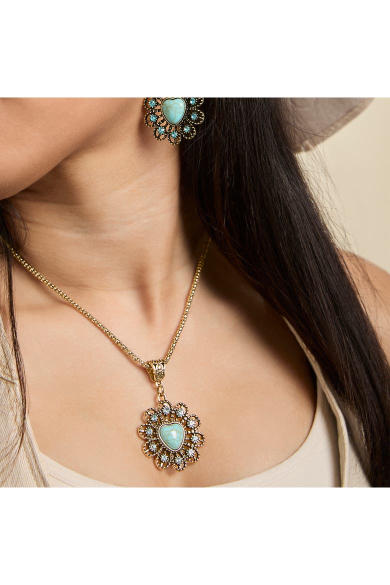 Stone Ornate Necklace, Alternate, color, Gold, turquoise