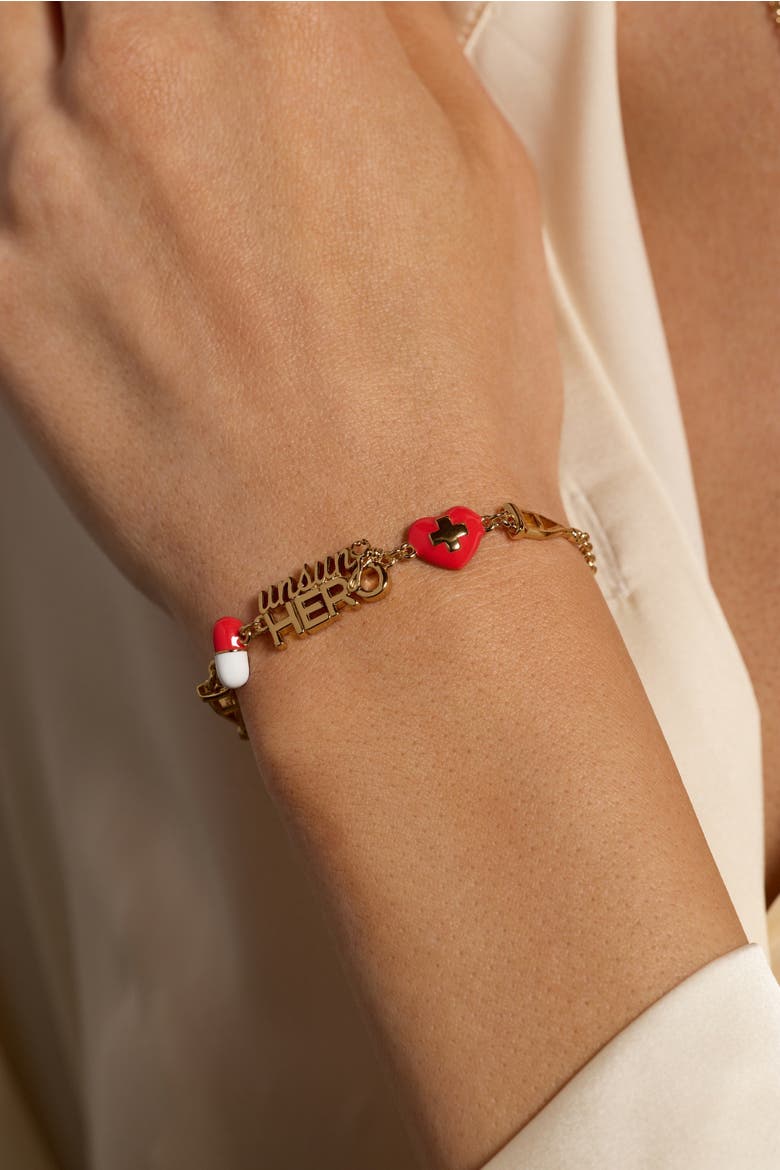 'Unsung Hero' Healthcare Linear Bracelet, Alternate, color, Gold