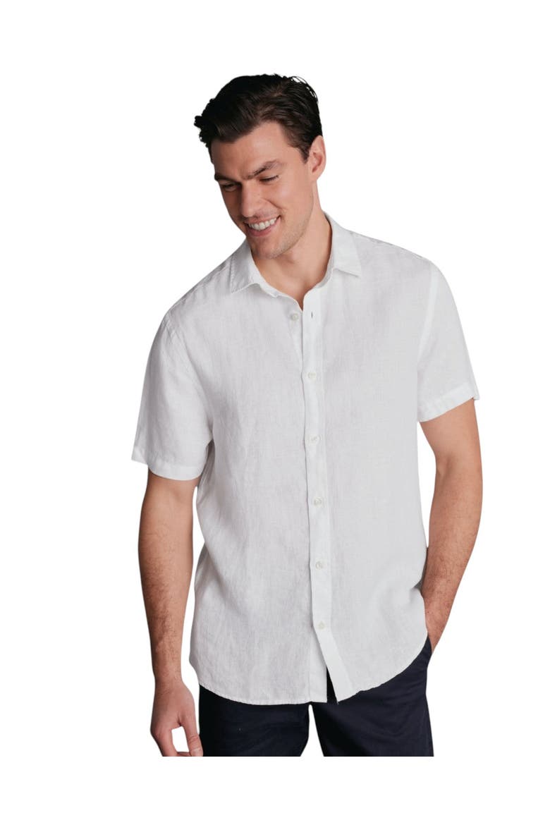 Plain Pure Linen Short Sleeve Shirt, Main, color, White