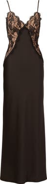 Adrianna Papell Lace Trim Satin Gown