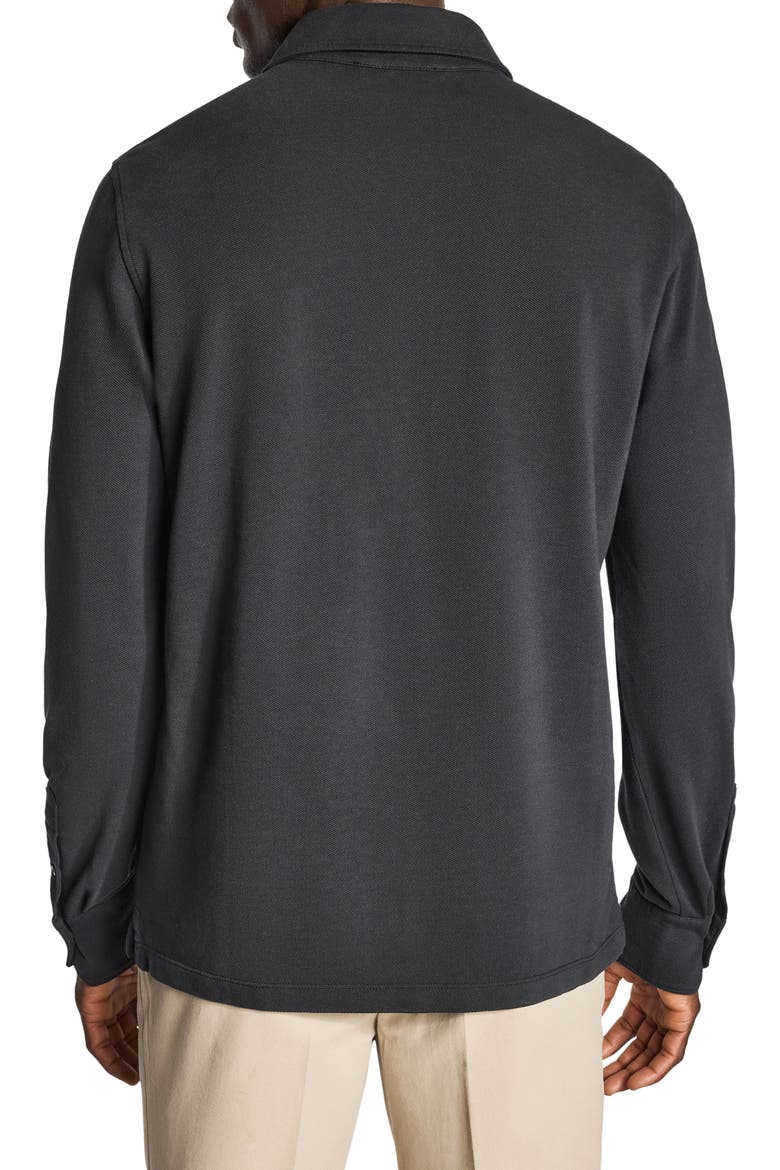 Long Sleeve Organic Cotton Polo, Alternate, color, GUNMETAL