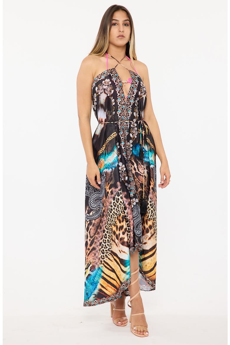 Black Halter Dress, Alternate, color, BLACK