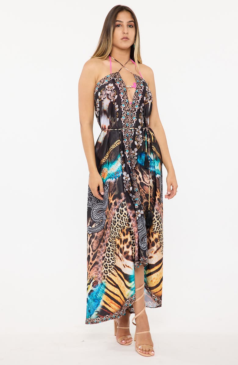 RANEES Black Halter Dress, Alternate, color, Black