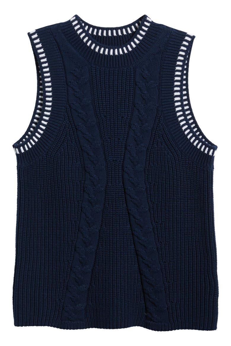 Zoey Cable Stitch Sweater Vest, Alternate, color, DARK BLUE MULTI
