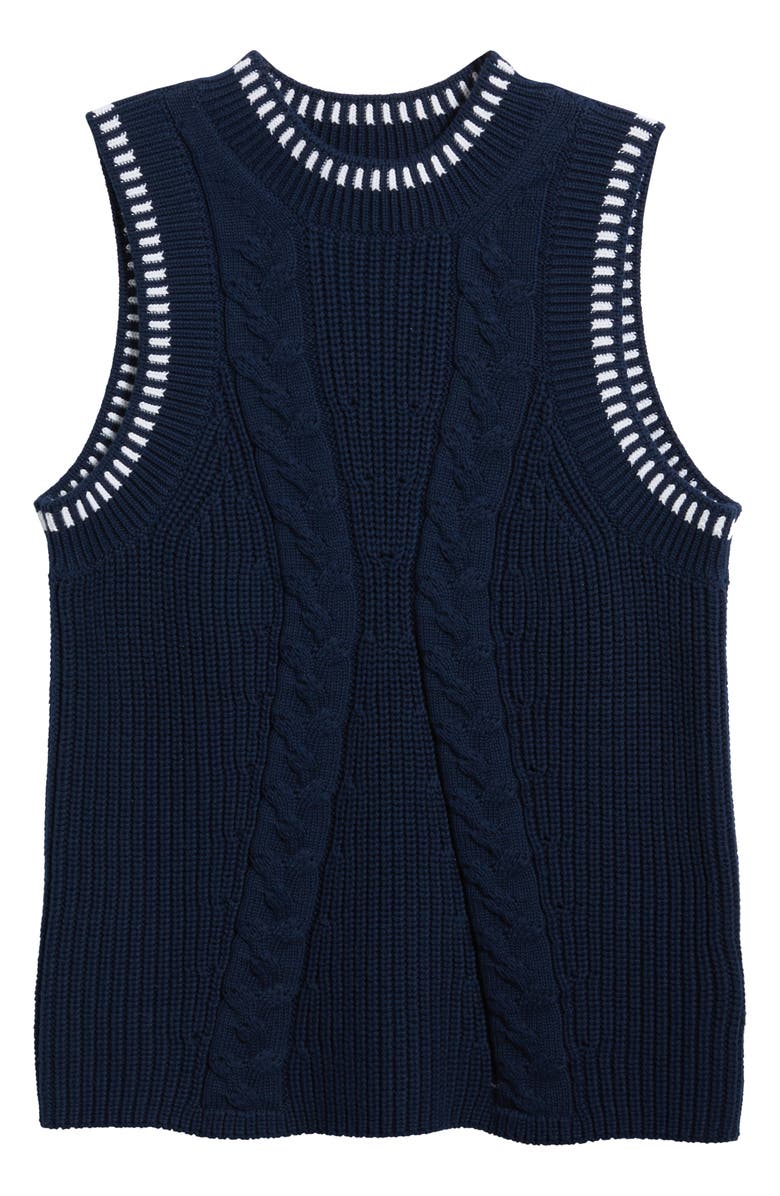 525 america Zoey Cable Stitch Sweater Vest, Alternate, color, Dark Blue Multi