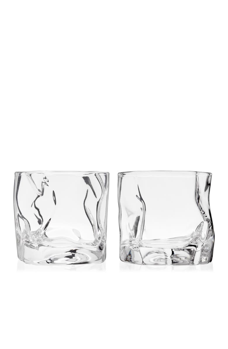 Viski Crystal Molten Tumblers Set of 2, Main, color, Clear