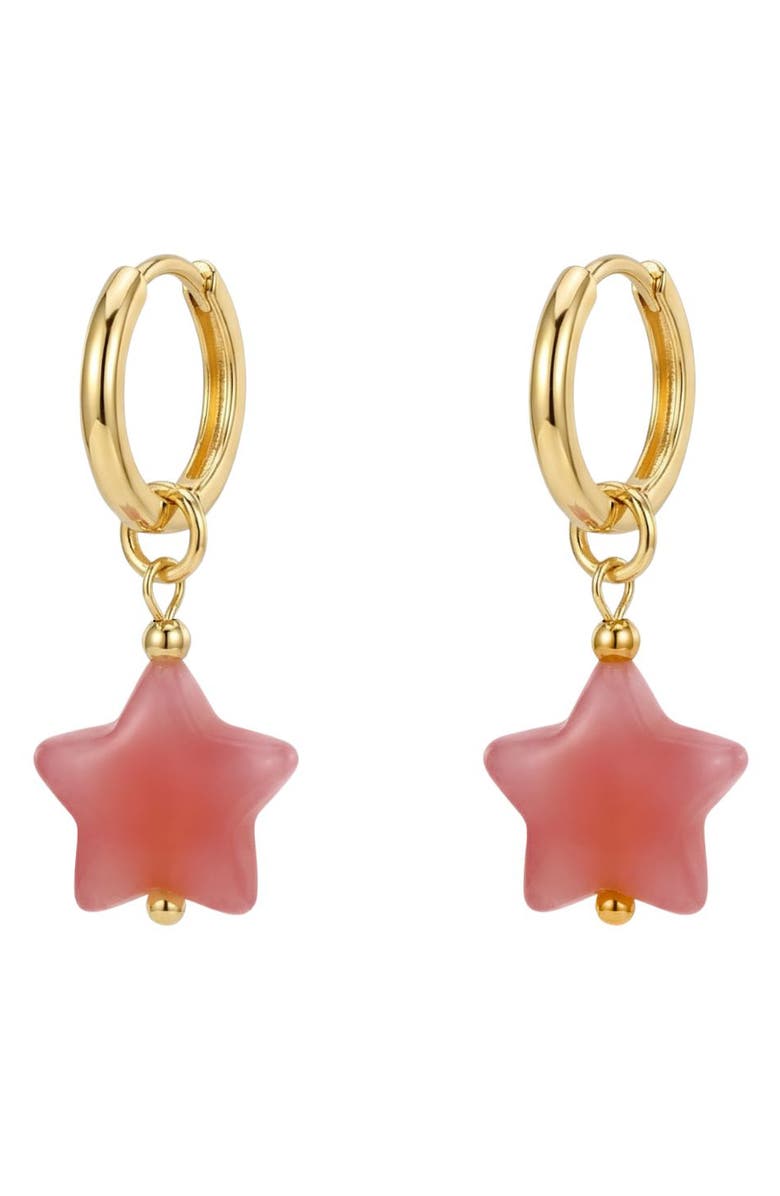seree Harvest Star Pink Jade stone charm earrings, Main, color, Pink