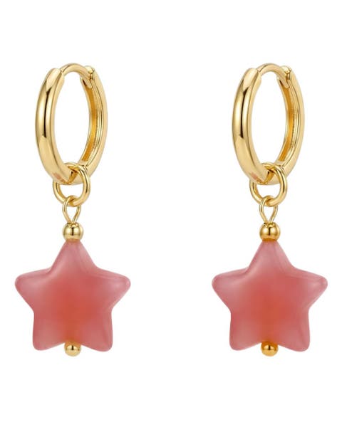 Harvest Star Pink Jade stone charm earrings