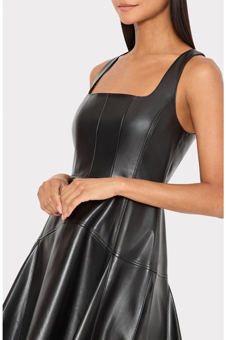 Faux Leather Minidress, Alternate, color, BLACK