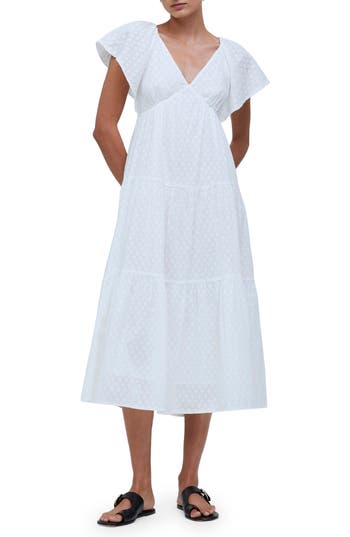 Madewell Flutter Sleeve Maxi Dress In Soft White