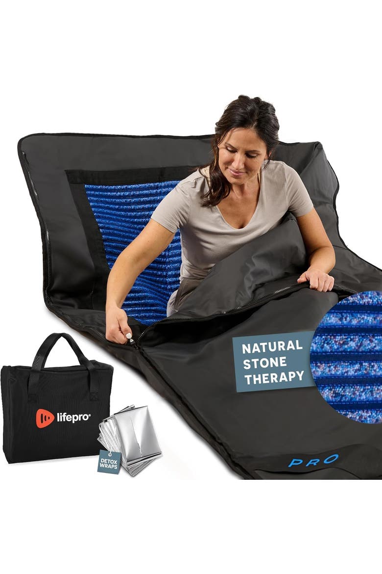 RejuvaWrap Infrared Sauna Blanket for Detox & Relaxation Low EMF Carbon Fiber Heating  9Temp Levels, Main, color, with Jade Stones