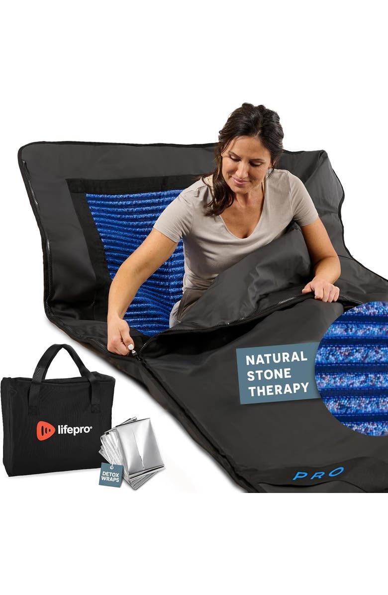 Lifepro RejuvaWrap Infrared Sauna Blanket for Detox & Relaxation Low EMF Carbon Fiber Heating 9Temp Levels, Main, color, With Jade Stones