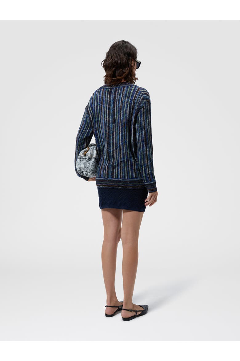Zig Zag Viscose And Wool Mini Skirt, Alternate, color, Navy Blue
